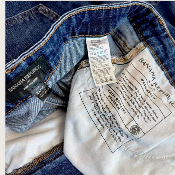 Banana Republic Wide Leg Crop High Rise Blue Jeans Pleated Women Size 33/16 Tall - Picture 12 of 12